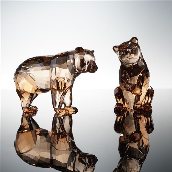 Swarovski Crystal Figurines, Bear Cubs Signed