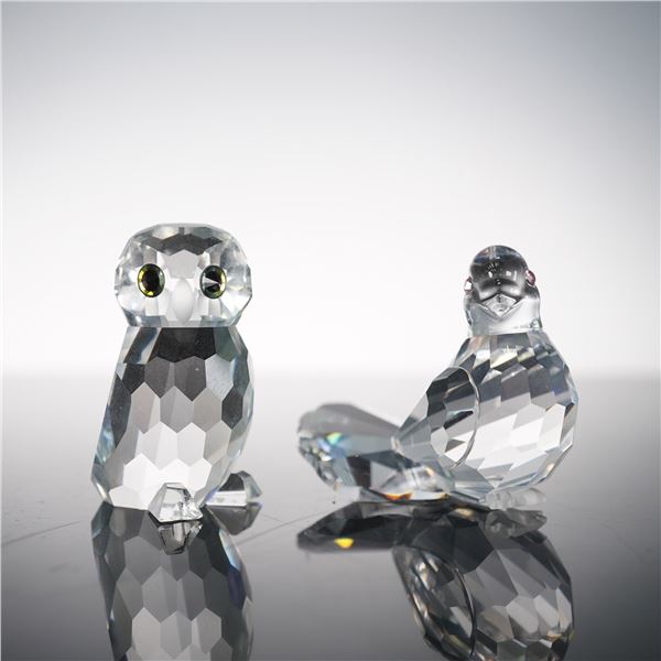 2pc Swarovski Crystal Figurines, Owlet and Dove