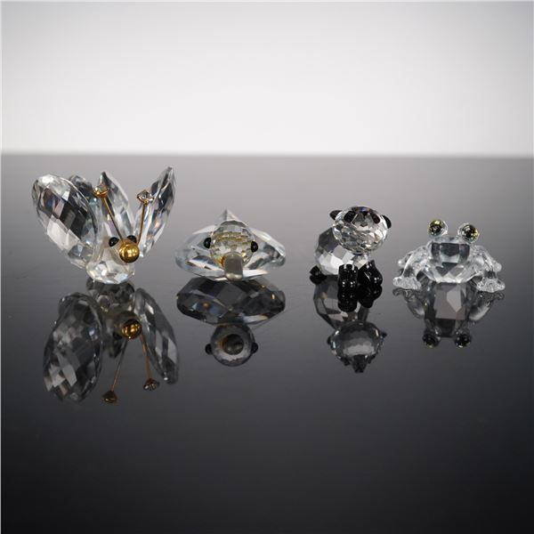 4pc Swarovski Crystal Figurines, Butterfly, Duck, Panda, and Frog