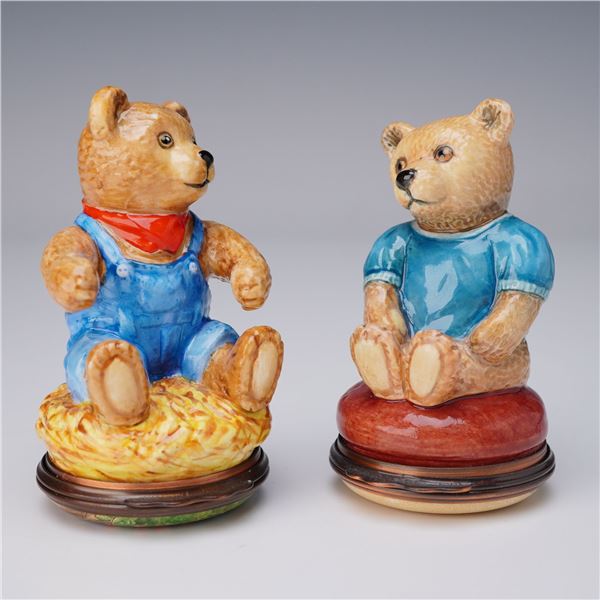 2pc Halcyon Days Teddy Bear Treasure Boxes