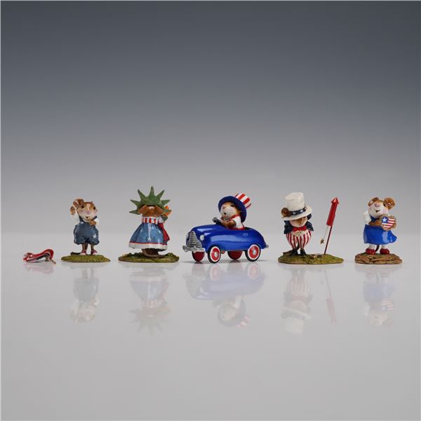5pc Wee Forest Folk Figurines, 4th of July Themed