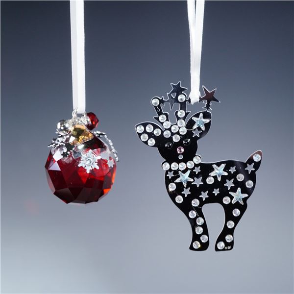 2pc Swarovski Crystal Christmas Ornaments