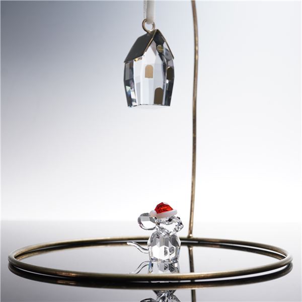 2pc Swarovski Crystal Mouse Figurine and Holiday Village Ornament