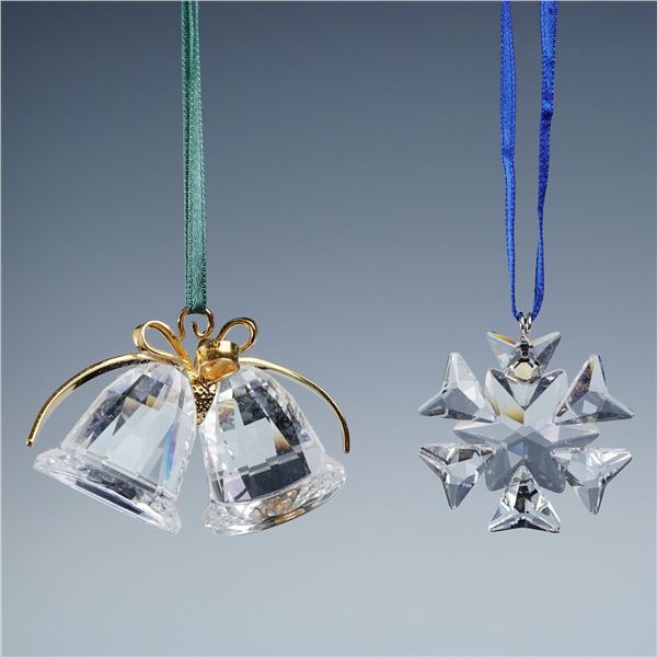 2pc Swarovski Crystal Ornaments, Christmas Memories Bells and Little Star