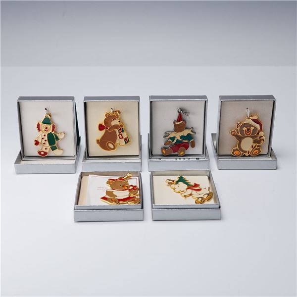 6pc Wallace Silversmiths Enameled Christmas Pendants