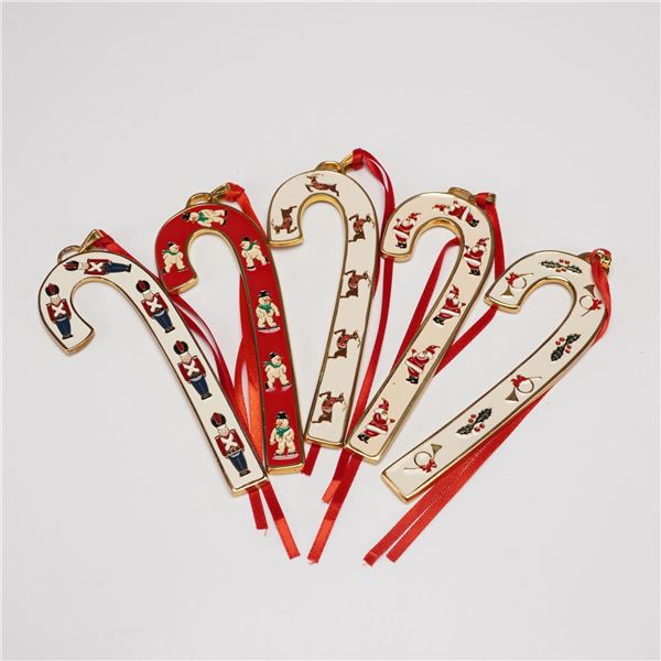 5pc Wallace Silversmiths Annual Candy Cane Ornaments