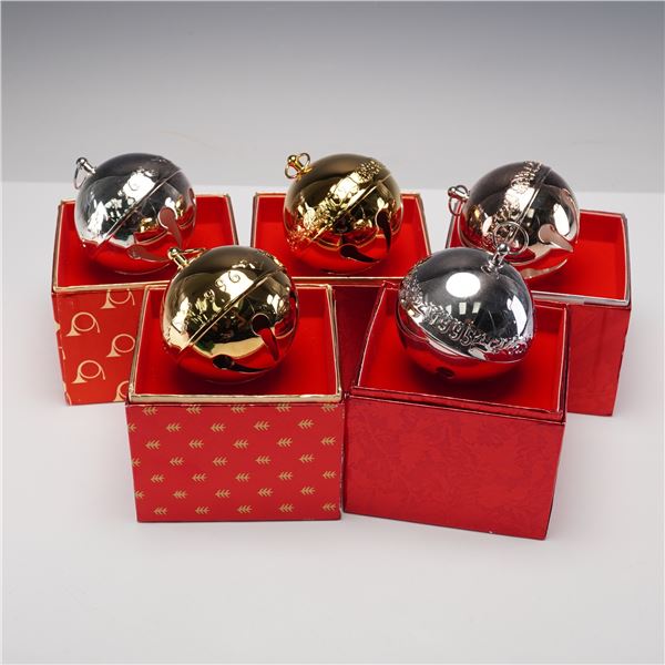 5pc Wallace SS Gold-Plated & Silver-Plated Ornaments, Sleigh Bells