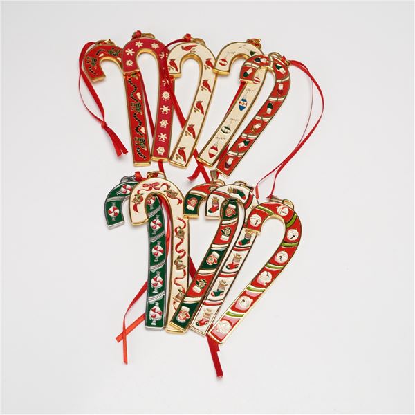 10pc Wallace Silversmiths Annual Candy Cane Ornaments