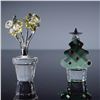 Image 1 : 2pc Swarovski Crystal Figures, Christmas Tree and Narcissus Rhodium