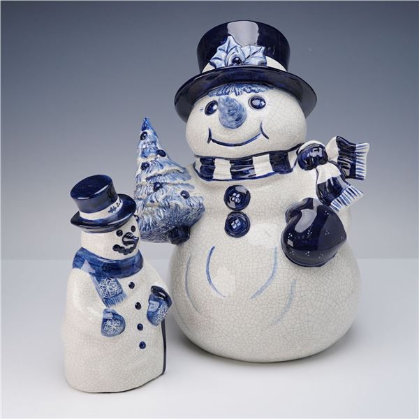 2pc The Potting Shed Deham Pottery Snowman Figurines