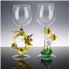 Image 4 : 2pc Yurana Design Handmade Glass Figural Goblets, Fish Motif