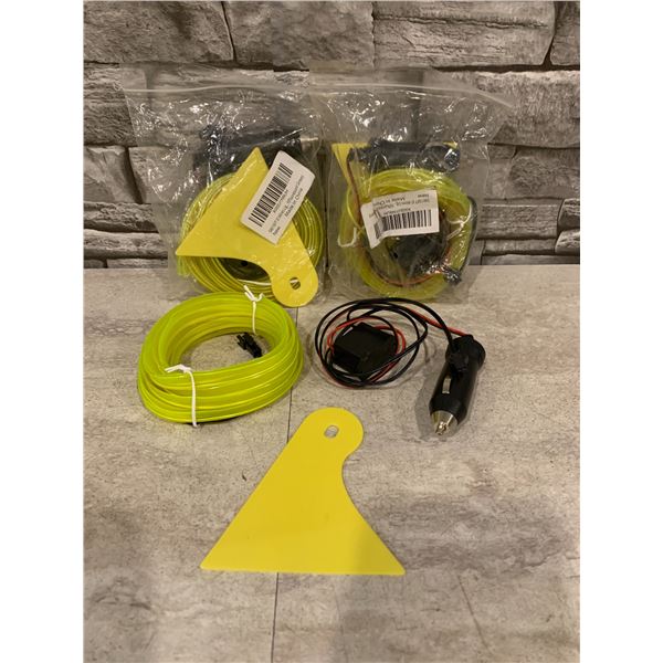 Lot of 3 Light Wires for Car Interior 5m/ 16ft - Fluorescent/ Green