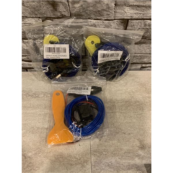 Lot of 3 Light Wires for Car Interior 5m/ 16ft - Blue