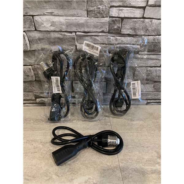Lot of 3 Light Socket To Power Cord Extension