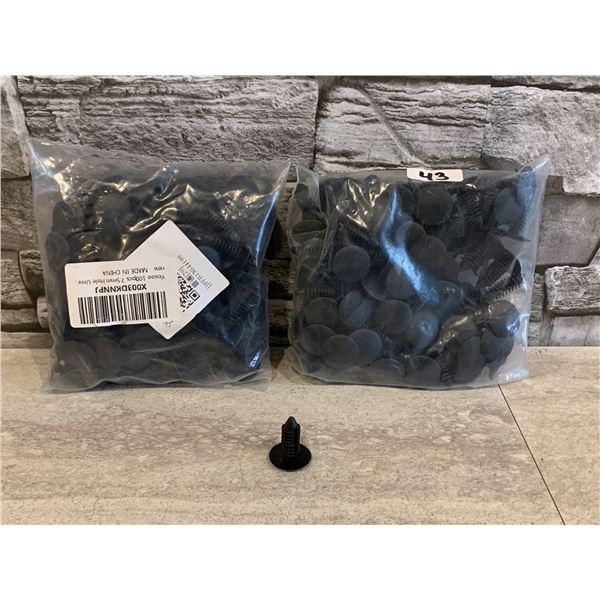 100 Pcs x 2 (200) 7.5mm Hole Universal Car Black Plastic Rivet - Push Clips - Nylon