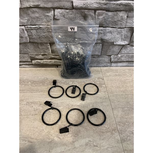 40 Pack Vintage Black Metal Curtain Rings With Clips