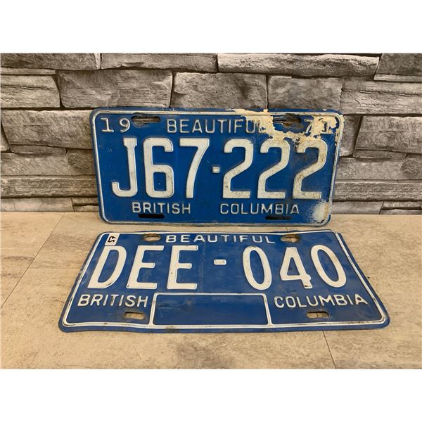 Lot of 2 Vintage BC License Plates
