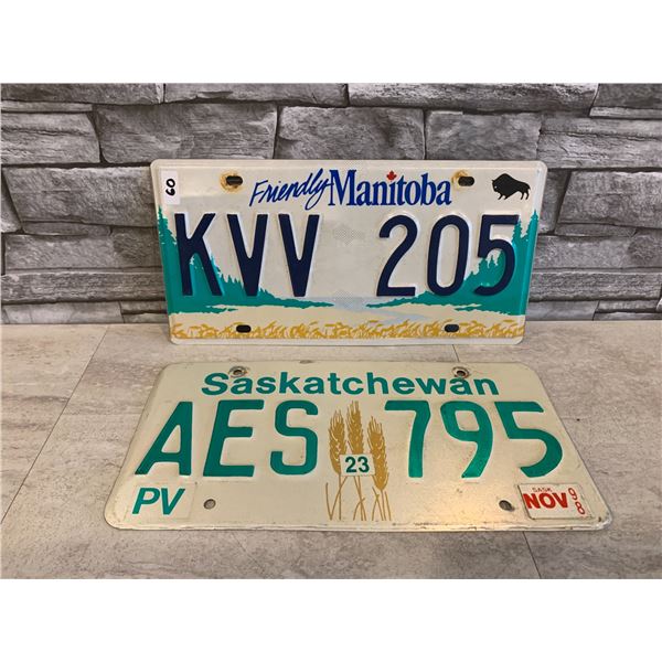 Lot of 2 License Plates - Manitoba - Saskatchewan