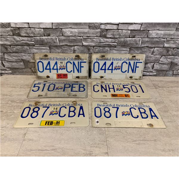 Lot of 6 Random BC License Plates