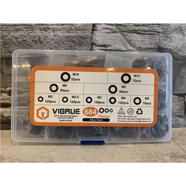 Virgue 684 Piece Assorted Flat Washer Set - 9 Sizes