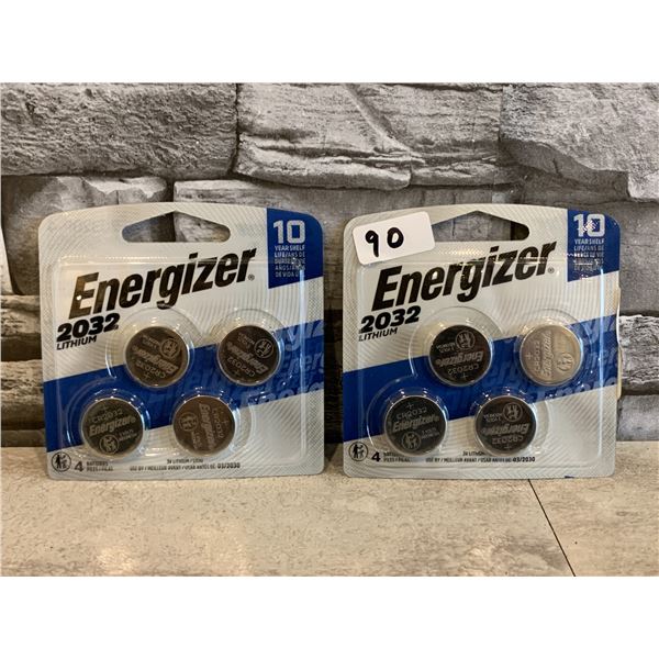Lot of 2 Packs - Energizer 2032 Lithium Batteries 8 Total