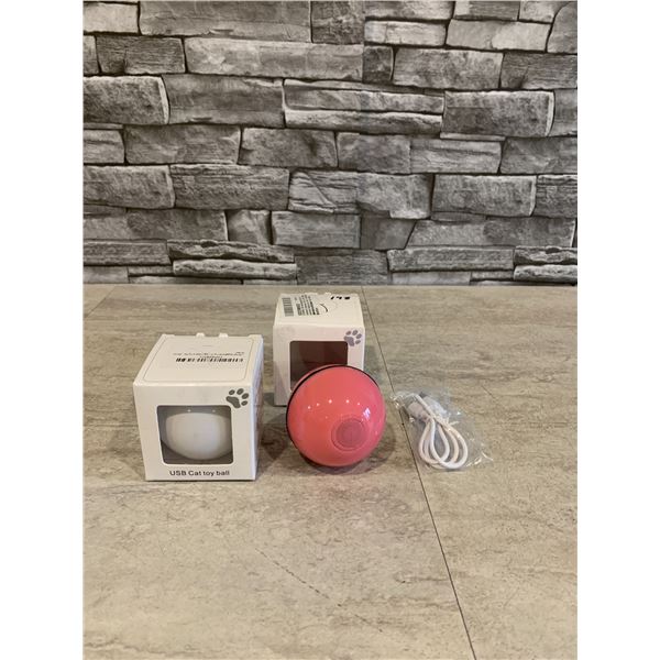 Lot of 2 USB Rechargeable Cat Toy Automatic Rotation Ball