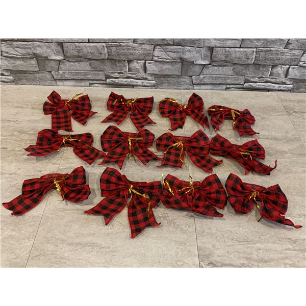 Pack of 12 Red And Black Bows 5x7 Inch