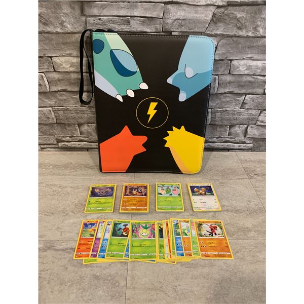 Large Pokemon Storage Binder With 100 Common Pokemon Cards