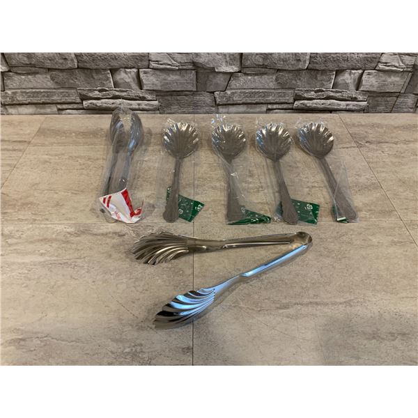 Buffet Salad Serving - 2 Tongs - 4 Serving Spoons
