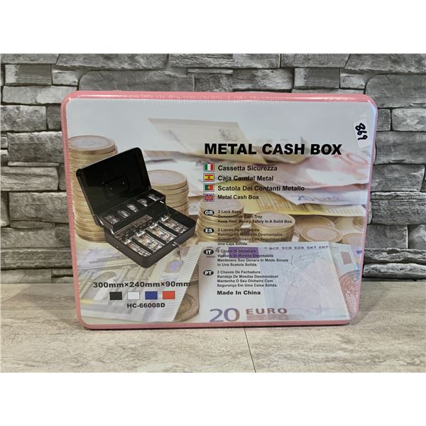 Metal Locking Cash Box - Pink