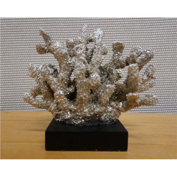 Large Silver Colored Coral on Stand 9" x 8"