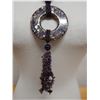 Image 2 : Amethyst Necklace w/ Large Circular Pendant 36"L