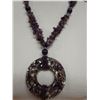 Image 4 : Amethyst Necklace w/ Large Circular Pendant 36"L