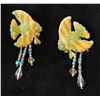 Image 1 : Pair Large Vintage Lunch at the Ritz Earrings w/ Angel Fish Design, Signed & Dated 1985?,  3"L