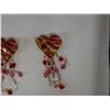 Image 2 : Pair Large Vintage Lunch at the Ritz Earrings w/ Hearts Design, Signed & Dated 1985?,  3"L