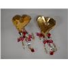 Image 4 : Pair Large Vintage Lunch at the Ritz Earrings w/ Hearts Design, Signed & Dated 1985?,  3"L