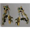 Image 1 : Pair Large Vintage Lunch at the Ritz Earrings w/ Airplanes & Ships Design, Signed & Dated 1985,  5"L