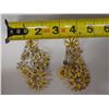 Image 6 : Pair Large Vintage Lunch at the Ritz Earrings w/ Crystal Star Snowflake Design, Signed & Dated 1985?