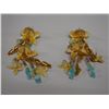 Image 3 : Pair Large Vintage Lunch at the Ritz Earrings w/ Hawaiian Orchids Design, Signed & Dated 1985?,  3.5