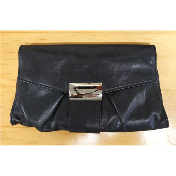 Kooba Black Leather Clutch Bag w/ Magnetic Clasp & Dust Bag 14" x 7"