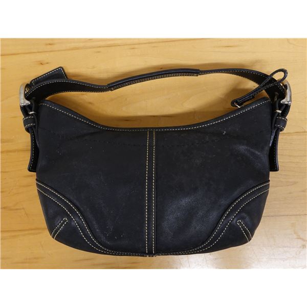 Coach Small Black Leather Bag 10" x 9"