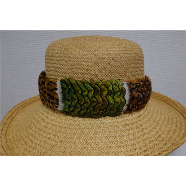 Vintage Rare Multi-Colored Feather Lei from Peacock, Pheasant, etc 25.5"L (hat not included)