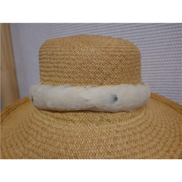 Vintage Rare Domed White Feather Lei Representing Ermine as Worn by Royalty 23"L (hat not included)