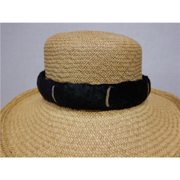 Vintage Rare Domed Feather Lei from Pheasant w/ White Accents 26"L (hat not included)