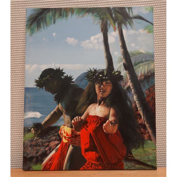 Original Oil Painting, Hula Dancers by Daniel Kim, Hawaii Artist, 16" x 20" Unframed