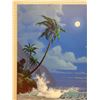 Image 3 : Original Oil Painting, Moonlight Ocean Scene by Daniel Kim, Hawaii Artist, 16" x 20" Unframed