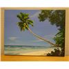 Image 1 : Original Oil Painting, Palm Tree Ocean Scene by Daniel Kim, Hawaii Artist, 16" x 12" Unframed