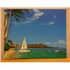 Image 1 : Original Oil Painting, Catamaran & Diamond Head by Hawaii Artist from the School of Daniel Kim