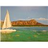 Image 5 : Original Oil Painting, Catamaran & Diamond Head by Hawaii Artist from the School of Daniel Kim