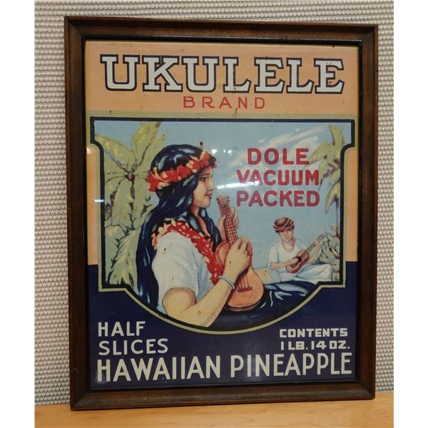 Dole Pineapple Ukulele Brand Poster Ad, Framed 17" x 21"